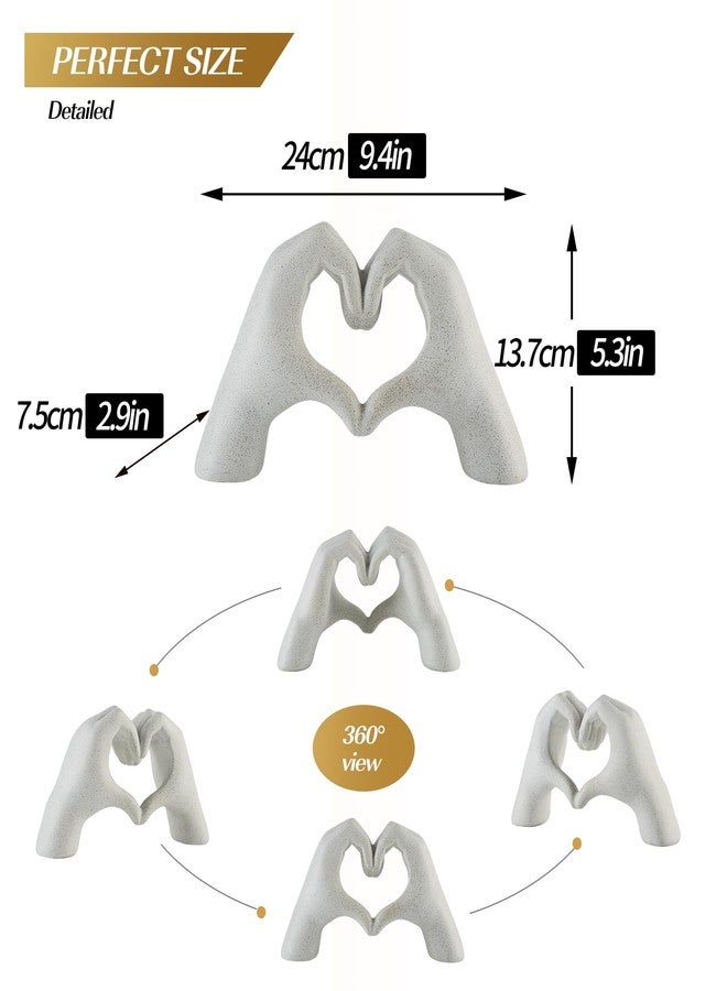 Magicsculp White Heart Hands Sculpture - 9.4" W Modern Home Decor Sculpture for Shelves, Desk & Living Room, Minimalist Shelf Decorations, Heart Hands Decor - Image 3